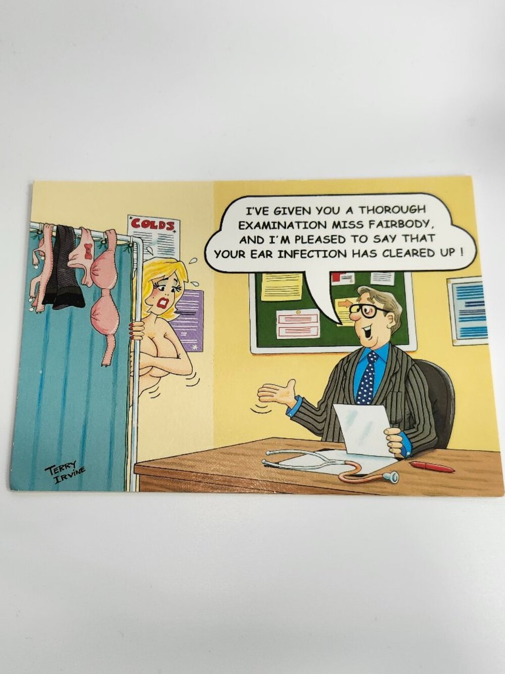 VINTAGE Terry Irvine POST CARD Funny Comedic Doctor Humor Wedding Humour
